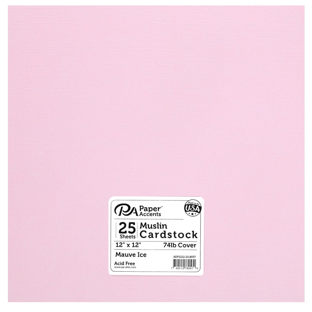 PA Paper Accents Textured Cardstock 12" x 12" Mauve Ice, 74lb colored cardstock paper for card making, scrapbooking, printing, quilling and crafts, 25 piece pack